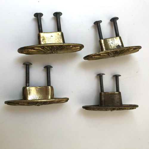 Set of 4 Vintage 60's Italian Brass Heavy Decorative Daisy Flower Pull ITALY 67g - Picture 11 of 12