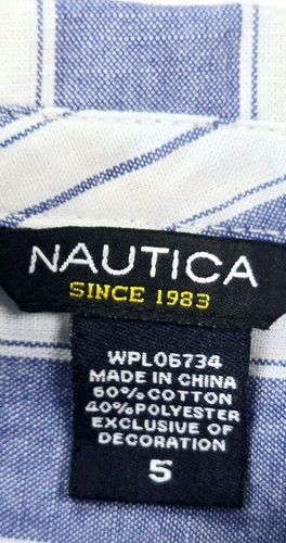 Nautica Blue and White Girls Striped Sleeveless Dress Size 5 - Picture 5 of 10