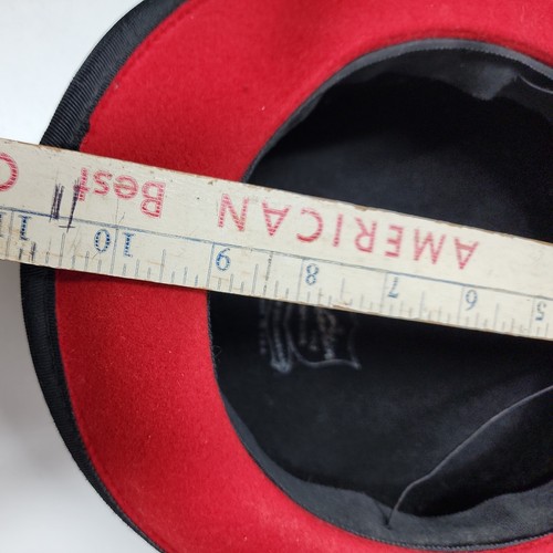 Vintage Bollman Hat Co. rot & schwarz Doeskin Filz 100% Wolle Damenhut Netz - Bild 13 von 14