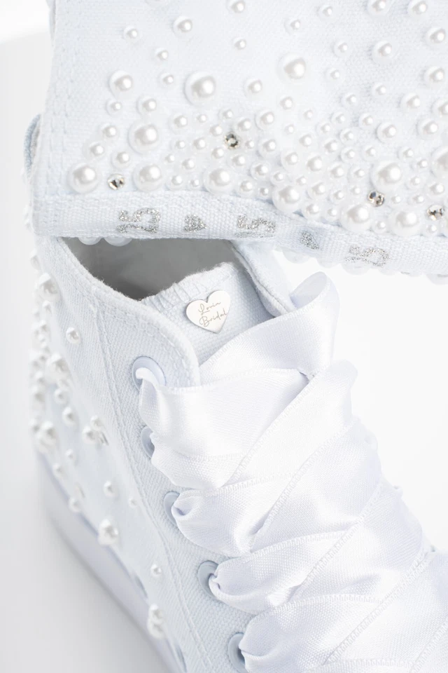 High Top Pearl Bridal Sneakers – Personalized Wedding Shoes for Bride EMMA - Image 4 of 4