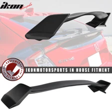 Fits 17-21 Honda Civic X 10th Type R Rear Trunk Spoiler Wing Unpainted Black ABS
