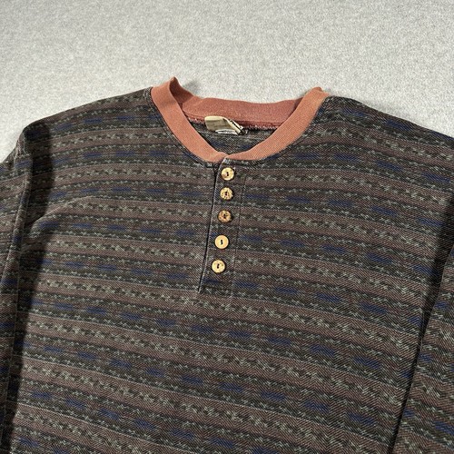 Ocean Pacific Winter Surf Striped Knit Henley Long Sleeve Shirt XL Skate 90s VTG - Picture 2 of 9
