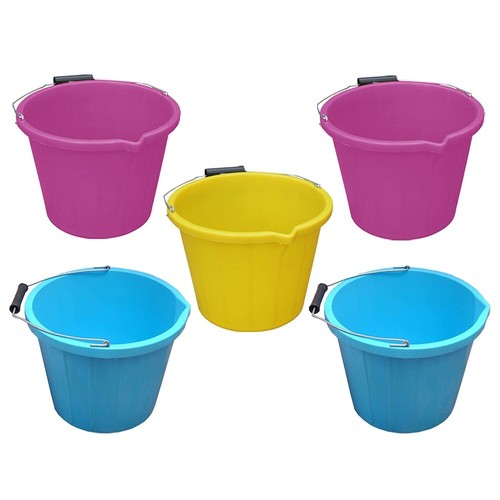 5 x 14L Builder Buckets With Handle 3 Gallon Bucket Pet Feed Home Garden Storage - Picture 22 of 27
