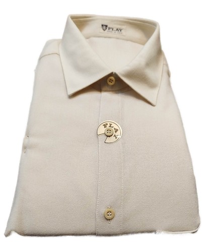 Camicia Uomo Inverno Maglina Jersey LANA Marrone Beige PLAY® Taschino da 38 a 43 - Picture 50 of 64