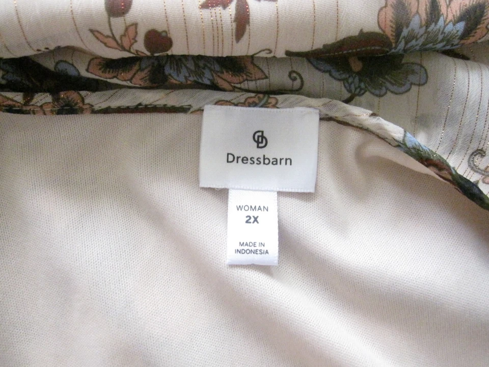 Women's Dress Barn Scoop Neck Polyester Long Sleeve Floral Blouse Sz 2X (WB112) - Image 2 of 4