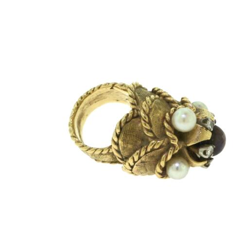 Large Tahitian and South Sea Pearl Cocktail Cluster Gold Ring - Picture 3 of 5