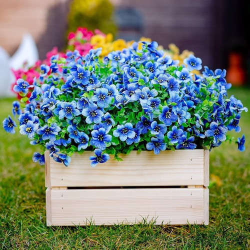 16 Bundles of Blue Artificial Flowers for Outdoors Fake Plants - Faux Outside - Picture 5 of 6