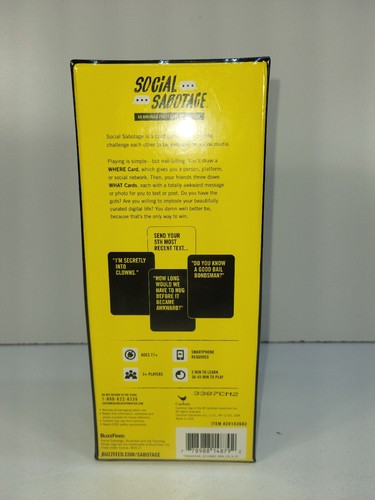 Social Sabotage: An Awkward Party Game by BuzzFeed - Ages 17 & up - NEW, SEALED - Picture 5 of 5