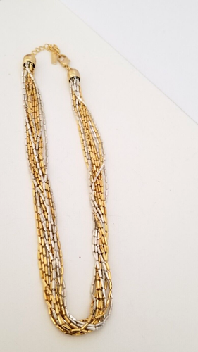 Collar Napier Cadena Multi Hilo Metal Tono Blanco y Dorado - Imagen 2 de 11