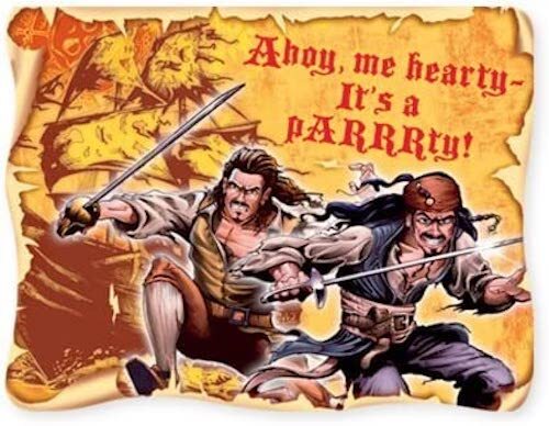 Suministros de fiesta de Piratas del Caribe 8 quilates invitaciones con sobres NUEVOS - Imagen 1 de 1