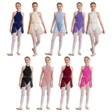 Girl Lyrical Ballet Modern Dance Dress Skating Gymnastic Leotard Wrap Skirt