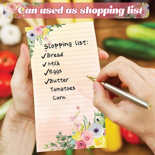 2 Pieces Grocery List Notepads Floral Notepads 500 Tear off Sheets 4.5 x 8 In... - Picture 4 of 7