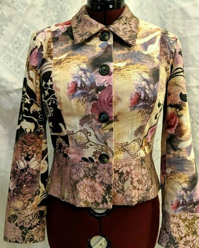 New Fun 'ALBERTO MAKALI' Women Jacket Blazer, Floral, Yellow Pink Black, Sz 10