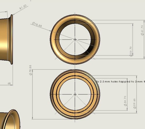 1 X Custom Solid Alloy Velocity Stack Suits 58 Mm VM34 Mikuni - Picture 5 of 7
