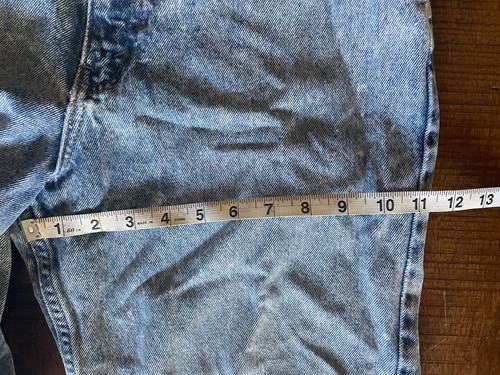 Vintage Brittania Acid Washed Tapered Men's Jeans Distressed HEMMED Size 28x25 - Picture 10 of 11