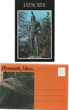 Postcards Plymouth, Massachusetts Massasoit Statue Plymouth Rock Pilgrim Houses