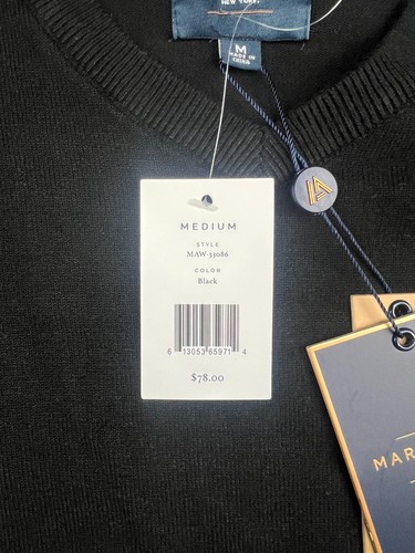 Marc Asher Sweater Men's Medium Black Pullover V Neck Super Soft NWT - Picture 3 of 8