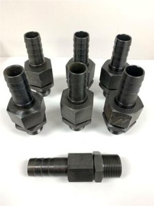 Rare-8pc-Set-1-034-MNPT-Thread-x-1-034-Barb-2-Part-Hose-Fitting-Air-or-Hydraulic-Set