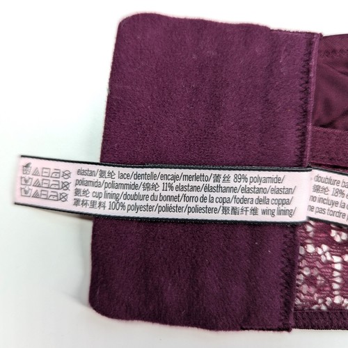 Victorias Secret BH ohne Bügel bordeauxrot geformt Cup breit Spitzenband Gr. 38C - Bild 9 von 10