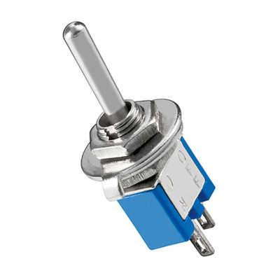 Kippschalter - EIN AUS - 2 Pins - Metallhebel - Subminiatur - mit Lötösen - blau
