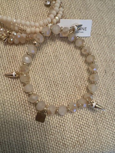 Park Lane Fashion Trend Jewelry Creme Peach Gold Crystal Glass Bead Bracelet Set - Picture 7 of 14