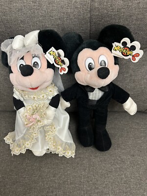 Disney Mickey and Minnie Wedding Plush 13” Rare!