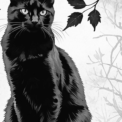 Retrato de gato negro impresión de arte póster imagen de pared obra de arte regalo dueño de mascota - Imagen 2 de 4