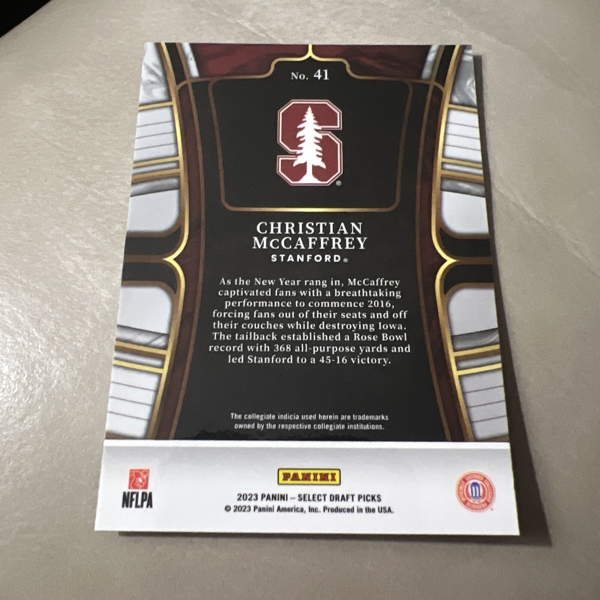 2023 Panini Select Draft Picks - Concourse Christian McCaffrey #41