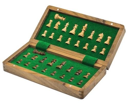 Deluxe Hartholz klappbar Reise 10 Zoll magnetisches Schachspiel (426) - Bild 5 von 14