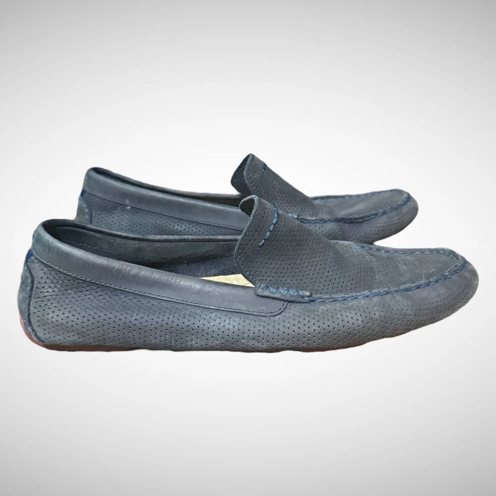 Mocassini UGG uomo 10 scarpe in pelle grigio tinta unita usate