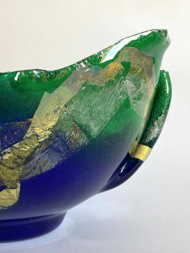Grande coupe ou saladier en verre signé Jacques Pineau / verrerie française, art - Picture 7 of 19