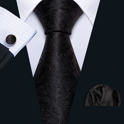 Men's Tie Silk Classic Wedding Necktie and Pocket Square Cufflinks Set Paisley - Picture 180 of 254