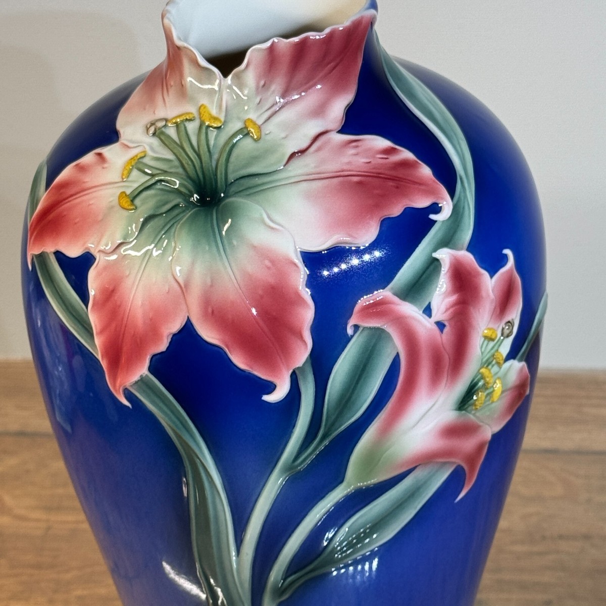 Franz Porcelain Large Blue Lily Vase XP1819 12