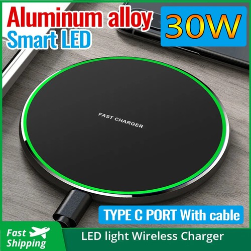 30W Wireless Fast Charger Charging Pad Mat for Samsung iPhone Android Cell Phone
