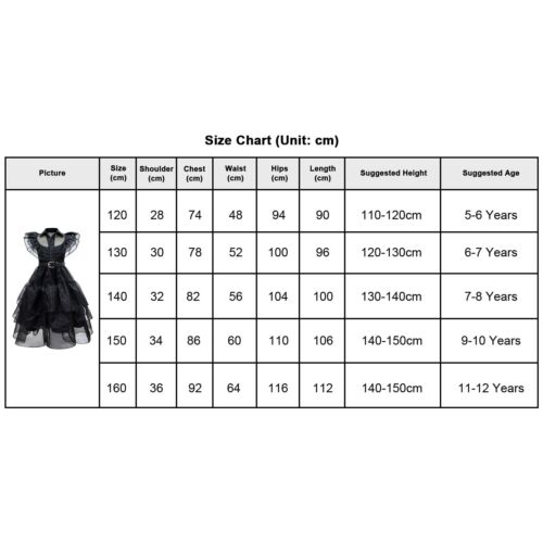 Wednesday The Addams Family Girls Costume Dress Cosplay Halloween Party 5-12 yrs - Picture 2 of 15