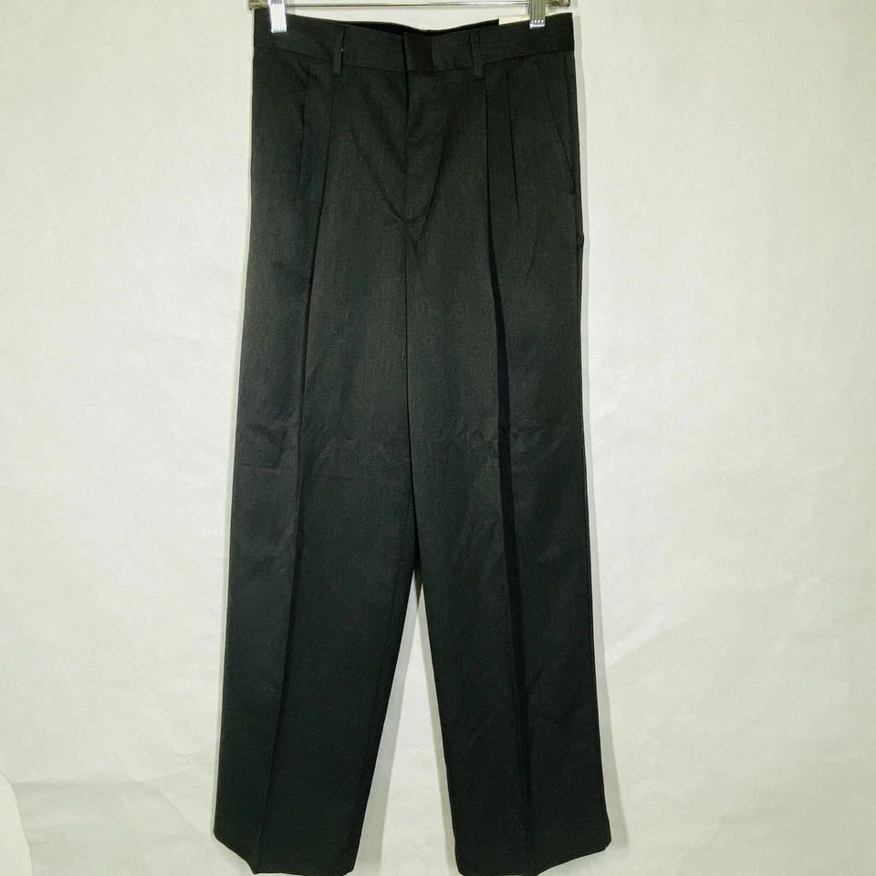 Pantalones de vestir Arrow para niños 16 gris jaspeado regular carbón plisado delantero Foto 3 de 4