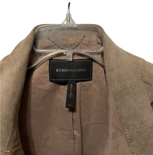 BCBG Maxazria faux Suede Vest dark tan Women's Sz M  stretch Moto festival indie - Picture 2 of 10