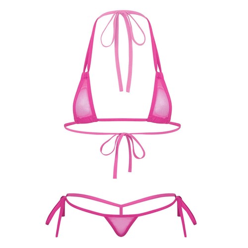 Womens Sexy See Through Lingerie Mesh Bikini Set Micro Bra + Thongs Swimwear - Picture 54 of 173