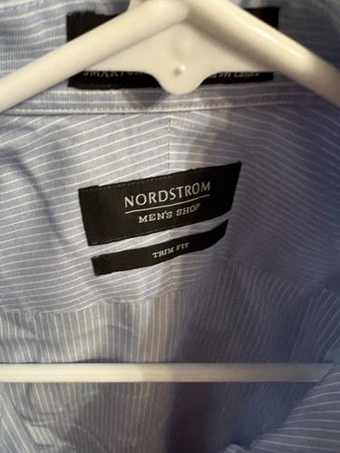 Nordstrom Men's Shop Trim Fit Long Sleeve Blue Button Up Shirt Size 15.5 34-35 - Picture 8 of 8