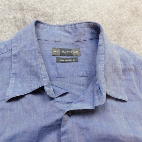 Hart Schaffner Marx Italian Button Up Shirt Mens Large Blue Longsleeve Woven - Picture 5 of 14