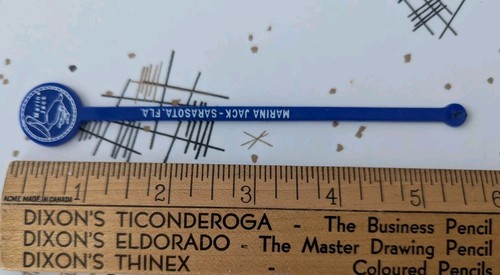 3 Vintage Marina Jack Sarasota Florida Cocktail Stirrer Swizzle Stick - Picture 3 of 3
