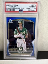 PSA 10 Zack Gelof 2023 Bowman 1st Chrome True Blue Refractor /150 Gem Mint