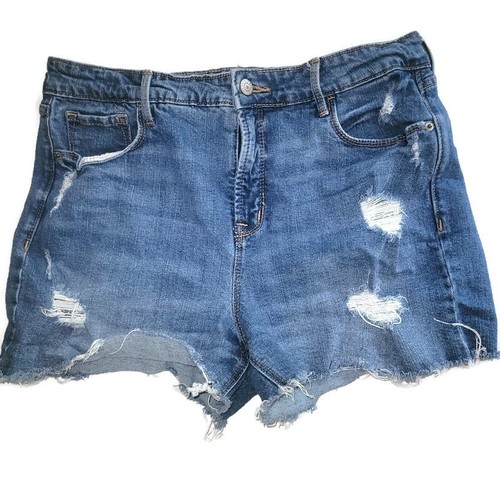 Old Navy Women's Distressed High Rise Jean Shorts Size 12 Stretch Slimming - Picture 2 of 12