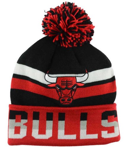 CHICAGO BULLS NBA MITCHELL & NESS VINTAGE 3-TONE KNIT CAP MÜTZE WITH POM NEU! - Bild 1 von 2
