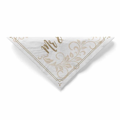 Serviette "Mr & Mrs (Ornament)" aus Tissue 33 x 33 cm, 100 Stück - Hochzeit - Bild 4 von 4