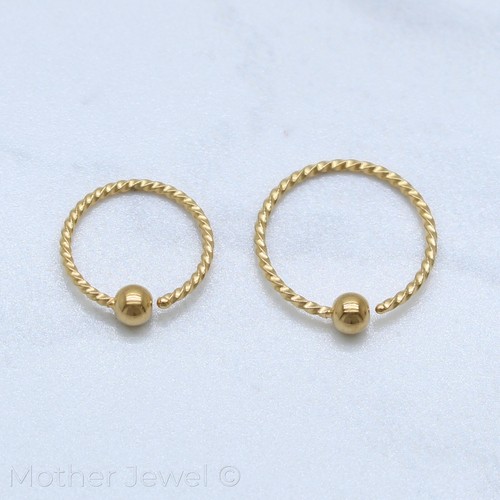 YELLOW GOLD SURGICAL STEEL CBR EAR NOSE LIP SEPTUM HELIX SNUG ROOK CAPTIVE RING - Picture 5 of 7