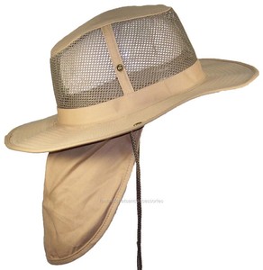 Summer-Wide-Brim-Mesh-Safari-Outback-Hat-W-Neck-Flap-982-Khaki-M
