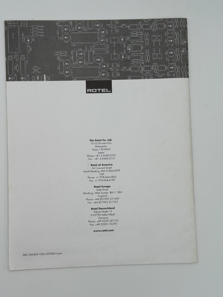 ⭐︎ ROTEL OWNER'S/OPERATING MANUALS - ORIGINAL | eBay