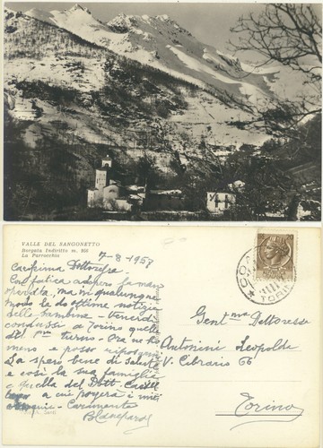 VALLE DEL SANGONETTO -BORGATA INDIRITTO -TORINO -LA PARROCCHIA CARTOLINA