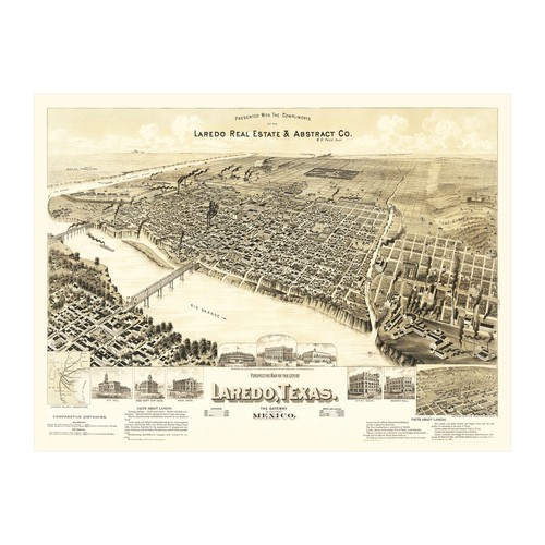 Old Map of Laredo, TX 1890 - Vintage Laredo Texas Art - Picture 6 of 29